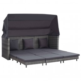 Acquista Divano Letto a 3 Posti Estendibile con Tetto Polyrattan Grigio con riferimento GHV-46077 della ditta GARDENHOME