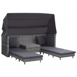 Acquista Divano Letto a 3 Posti Estendibile con Tetto Polyrattan Grigio con riferimento GHV-46077 della ditta GARDENHOME
