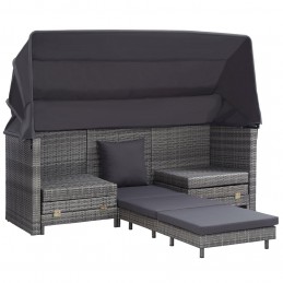 Acquista Divano Letto a 3 Posti Estendibile con Tetto Polyrattan Grigio con riferimento GHV-46077 della ditta GARDENHOME