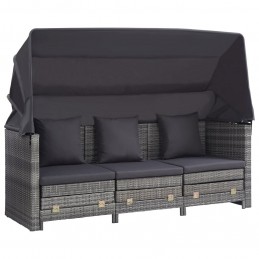 Acquista Divano Letto a 3 Posti Estendibile con Tetto Polyrattan Grigio con riferimento GHV-46077 della ditta GARDENHOME
