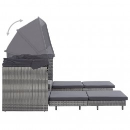 Acquista Divano Letto a 3 Posti Estendibile con Tetto Polyrattan Grigio con riferimento GHV-46077 della ditta GARDENHOME