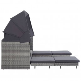 Acquista Divano Letto a 3 Posti Estendibile con Tetto Polyrattan Grigio con riferimento GHV-46077 della ditta GARDENHOME