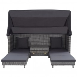 Acquista Divano Letto a 3 Posti Estendibile con Tetto Polyrattan Grigio con riferimento GHV-46077 della ditta GARDENHOME