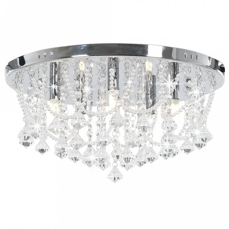 Acquista Lampadario Perle di Cristallo Argento Rotondo 4 Lampadine G9 con riferimento GHV-281583 della ditta GARDENHOME