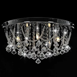 Acquista Lampadario Perle di Cristallo Argento Rotondo 4 Lampadine G9 con riferimento GHV-281583 della ditta GARDENHOME