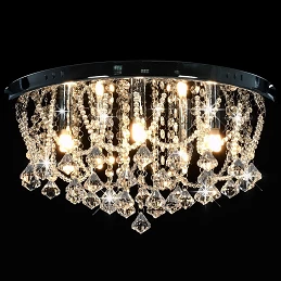 Acquista Lampadario Perle di Cristallo Argento Rotondo 4 Lampadine G9 con riferimento GHV-281583 della ditta GARDENHOME