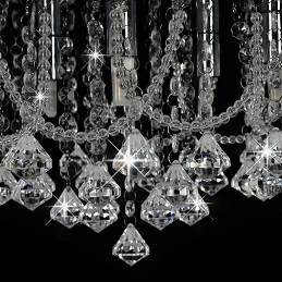 Acquista Lampadario Perle di Cristallo Argento Rotondo 4 Lampadine G9 con riferimento GHV-281583 della ditta GARDENHOME