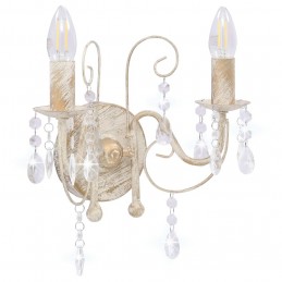 Acquista Lampada da Muro con Perle Bianca per 2 Lampadine E14 con riferimento GHV-281590 della ditta GARDENHOME