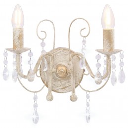 Acquista Lampada da Muro con Perle Bianca per 2 Lampadine E14 con riferimento GHV-281590 della ditta GARDENHOME