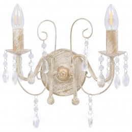 Acquista Lampada da Muro con Perle Bianca per 2 Lampadine E14 con riferimento GHV-281590 della ditta GARDENHOME