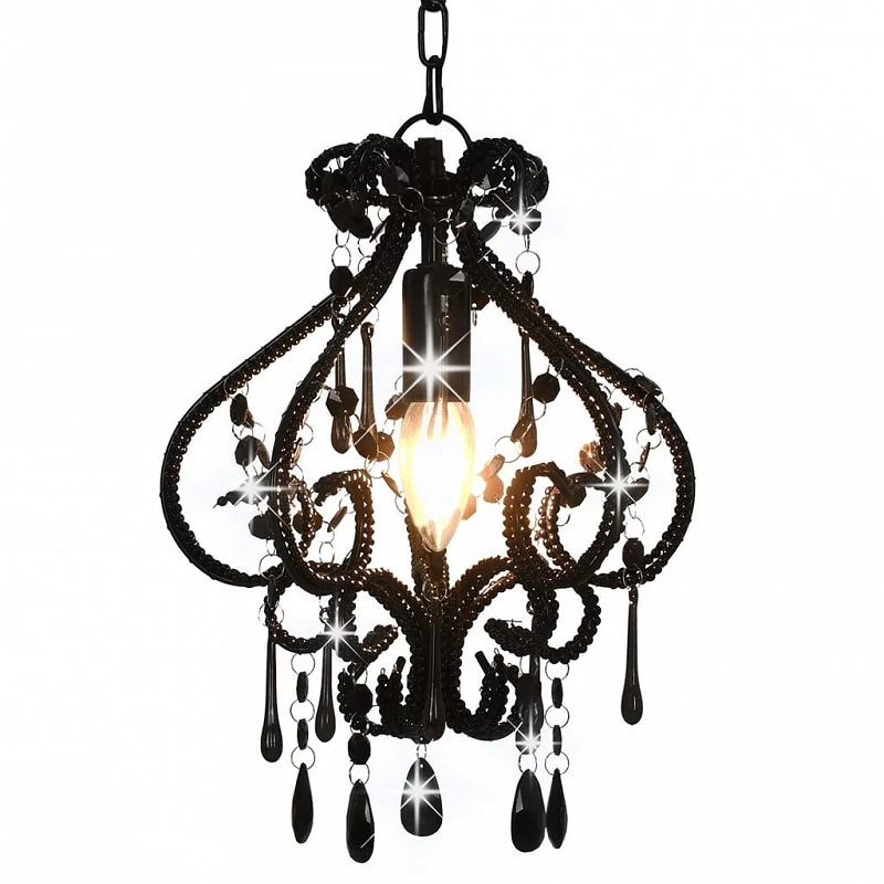 Acquista Lampadario con Perle Nero Rotondo E14 con riferimento GHV-281594 della ditta GARDENHOME