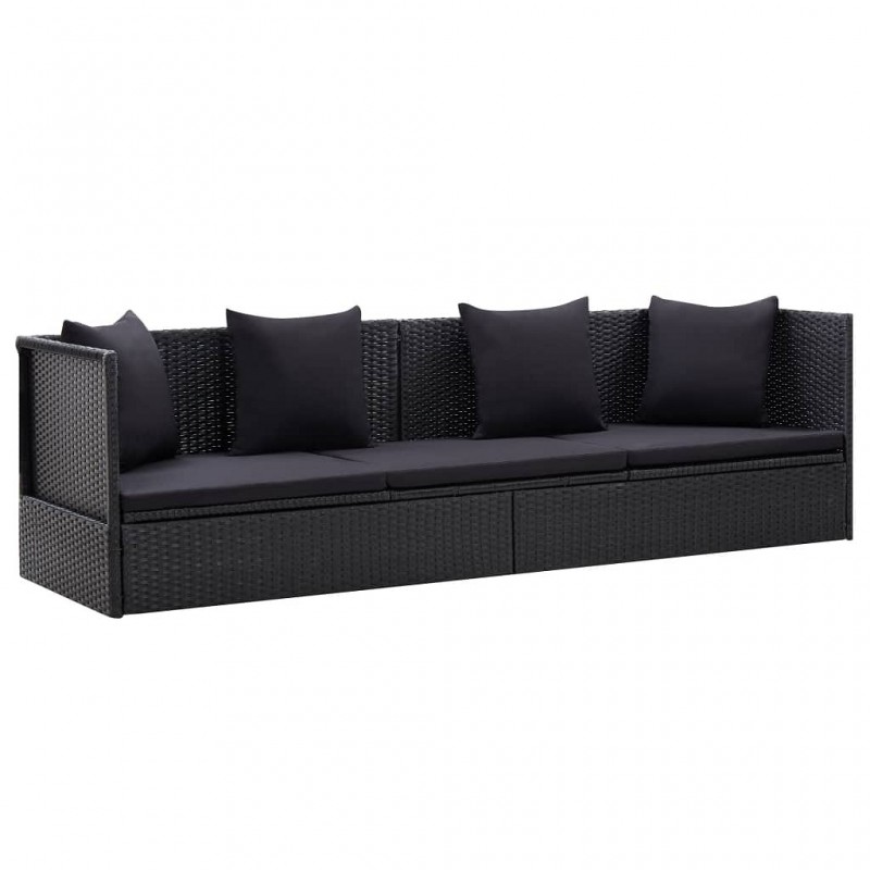 Acquista Lettino da Giardino con Cuscini in Polyrattan Nero con riferimento GHV-46087 della ditta GARDENHOME