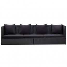 Acquista Lettino da Giardino con Cuscini in Polyrattan Nero con riferimento GHV-46087 della ditta GARDENHOME