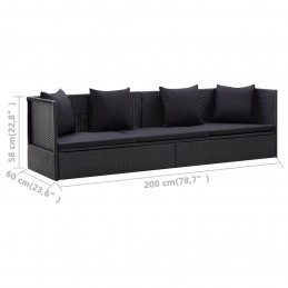 Acquista Lettino da Giardino con Cuscini in Polyrattan Nero con riferimento GHV-46087 della ditta GARDENHOME
