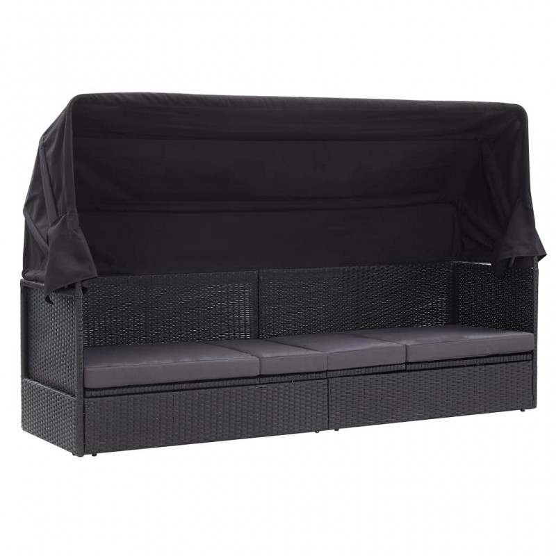 Acquista Divano da Esterno con Baldacchino in Polyrattan Nero con riferimento GHV-46092 della ditta GARDENHOME