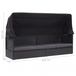 Acquista Divano da Esterno con Baldacchino in Polyrattan Nero con riferimento GHV-46092 della ditta GARDENHOME