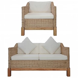 Acquista Set di Divani 2 pz con Cuscini in Rattan Naturale con riferimento GHV-278614 della ditta GARDENHOME