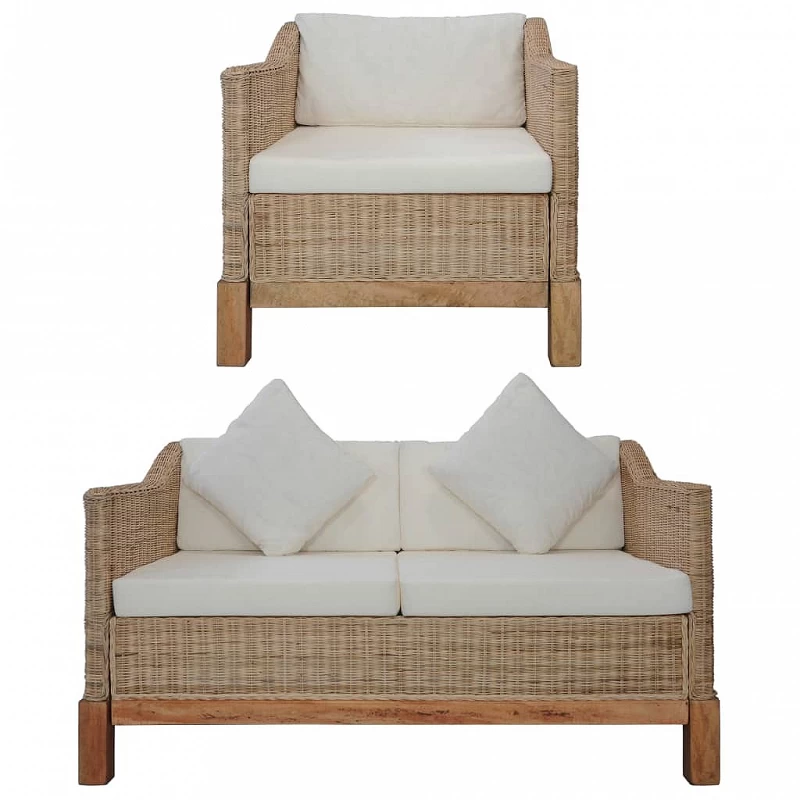 Acquista Set di Divani 2 pz con Cuscini in Rattan Naturale con riferimento GHV-278614 della ditta GARDENHOME