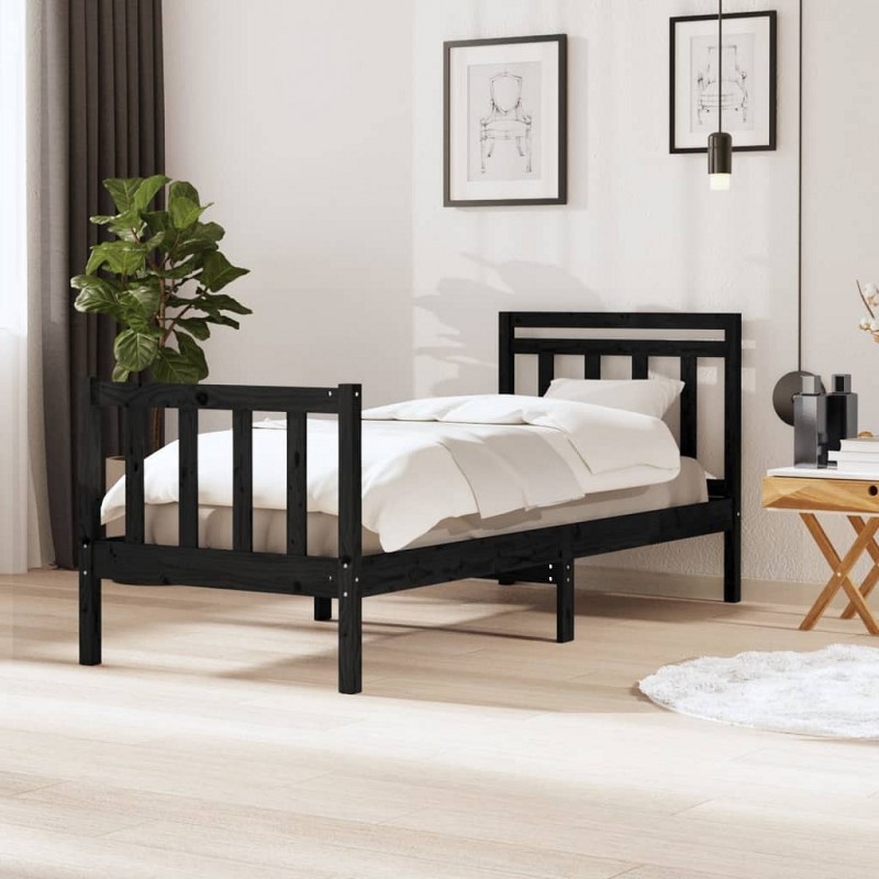 Acquista Giroletto Nero in Legno Massello 75x190 cm 2FT6 Small Single con riferimento GHV-3100683 della ditta GARDENHOME