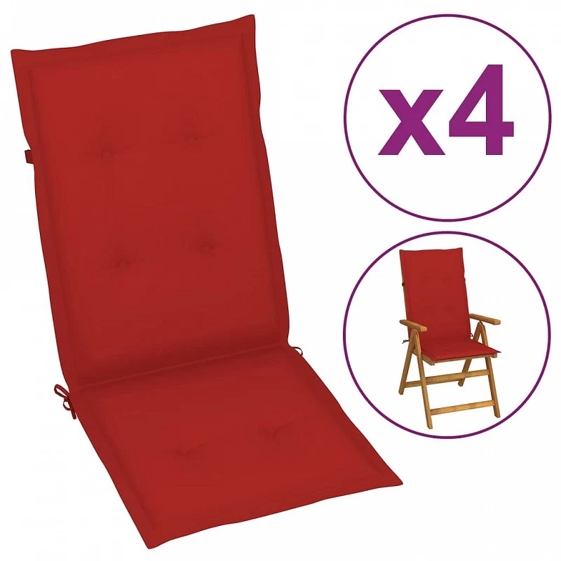 Acquista 4 pz Cuscini per Sedie da Giardino Rossi 120x50x3 cm con riferimento GHV-43188 della ditta GARDENHOME
