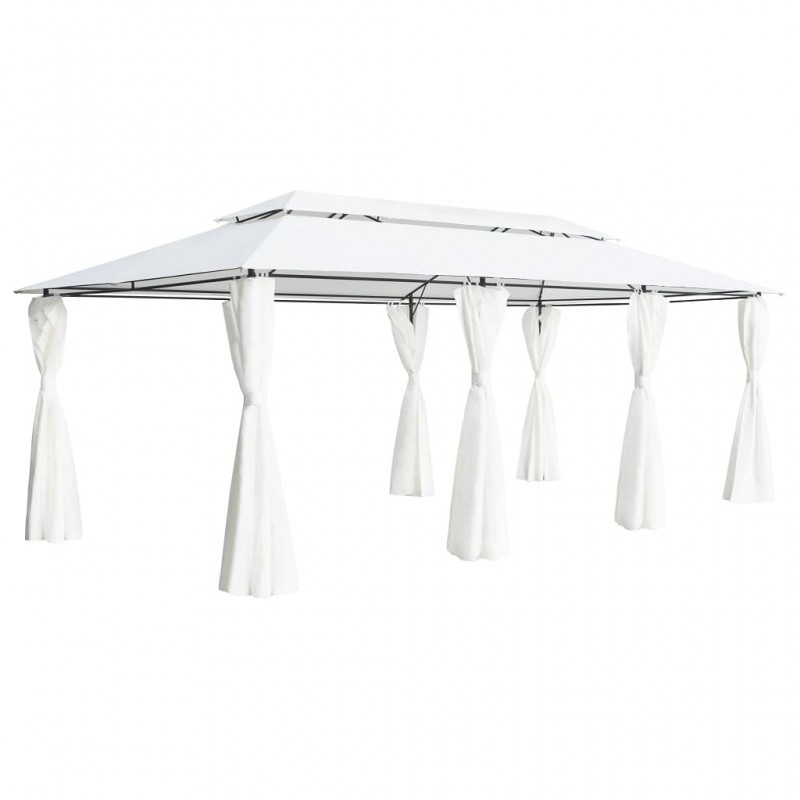 Acquista Gazebo con Tende 600x298x270 cm Bianco 180g/m² con riferimento GHV-310073 della ditta GARDENHOME