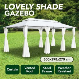 Acquista Gazebo con Tende 600x298x270 cm Bianco 180g/m² con riferimento GHV-310073 della ditta GARDENHOME