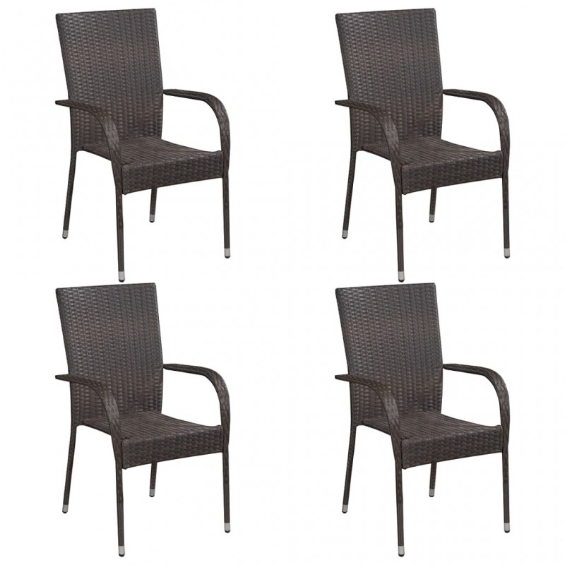 Acquista Sedie da Esterno Impilabili 4 pz in Polyrattan Marrone con riferimento GHV-310083 della ditta GARDENHOME