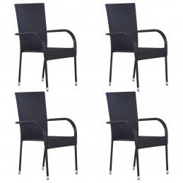 Acquista Sedie da Esterno Impilabili 4 pz in Polyrattan Nere con riferimento GHV-310084 della ditta GARDENHOME
