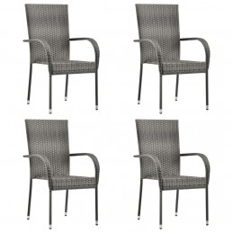 Acquista Sedie da Esterno Impilabili 4 pz Grigie in Polyrattan con riferimento GHV-310085 della ditta GARDENHOME