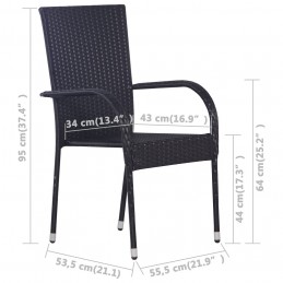 Acquista Sedie da Esterno Impilabili 6 pz in Polyrattan Nere con riferimento GHV-310087 della ditta GARDENHOME