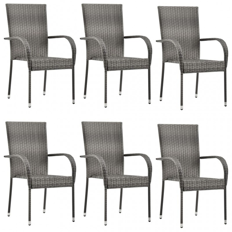 Acquista Sedie da Esterno Impilabili 6 pz Grigie in Polyrattan con riferimento GHV-310088 della ditta GARDENHOME