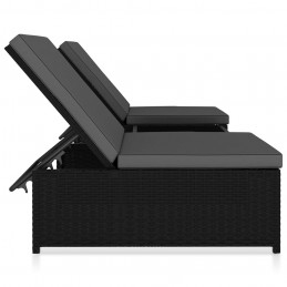 Acquista Lettini Prendisole 2 pz con Tavolo in Polyrattan Neri con riferimento GHV-47402 della ditta GARDENHOME