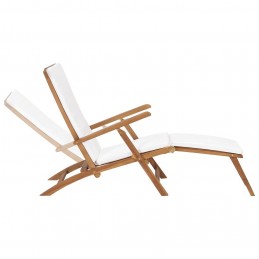 Acquista Sedia a Sdraio con Cuscino Bianco Crema Legno Massello di Teak con riferimento GHV-47408 della ditta GARDENHOME