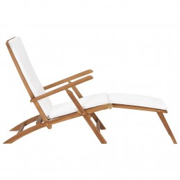 Acquista Sedia a Sdraio con Cuscino Bianco Crema Legno Massello di Teak con riferimento GHV-47408 della ditta GARDENHOME