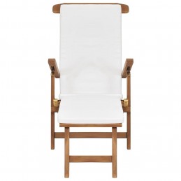 Acquista Sedia a Sdraio con Cuscino Bianco Crema Legno Massello di Teak con riferimento GHV-47408 della ditta GARDENHOME