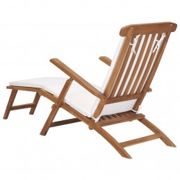 Acquista Sedia a Sdraio con Cuscino Bianco Crema Legno Massello di Teak con riferimento GHV-47408 della ditta GARDENHOME
