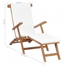 Acquista Sedia a Sdraio con Cuscino Bianco Crema Legno Massello di Teak con riferimento GHV-47408 della ditta GARDENHOME