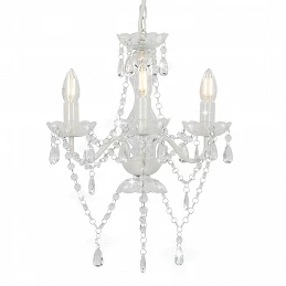 Acquista Lampadario con Perline Bianco Tondo 3 E14 con riferimento GHV-281596 della ditta GARDENHOME