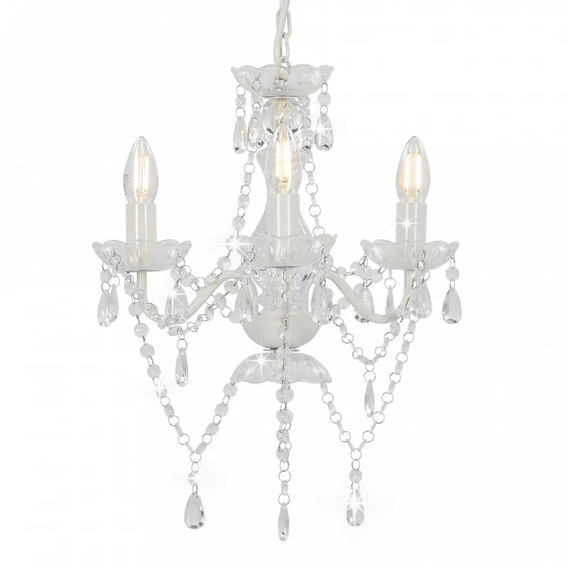 Acquista Lampadario con Perline Bianco Tondo 3 E14 con riferimento GHV-281596 della ditta GARDENHOME