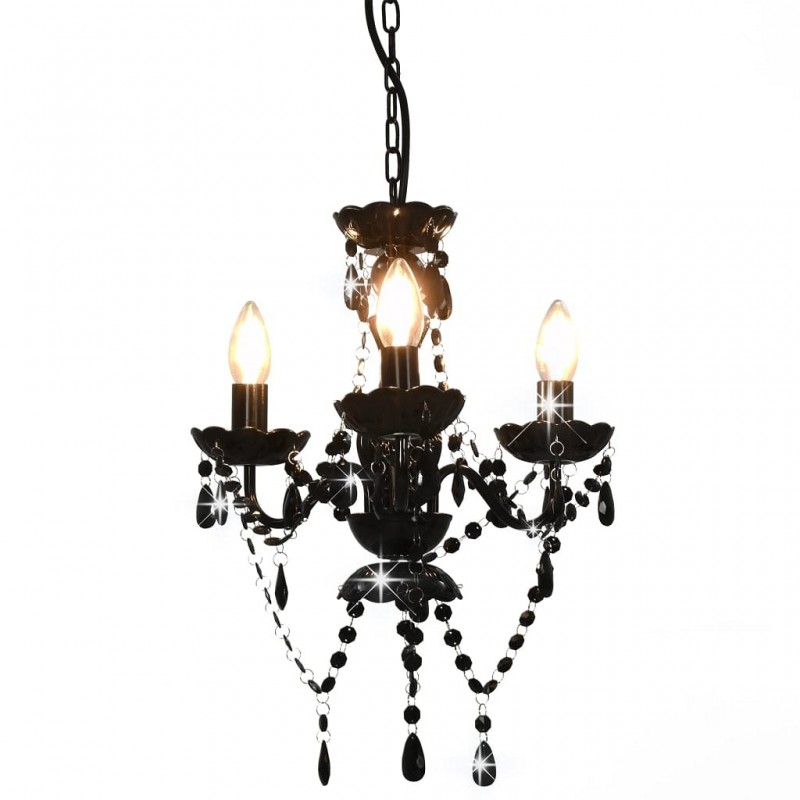 Acquista Lampadario con Perline Nero Tondo 3 E14 con riferimento GHV-281597 della ditta GARDENHOME
