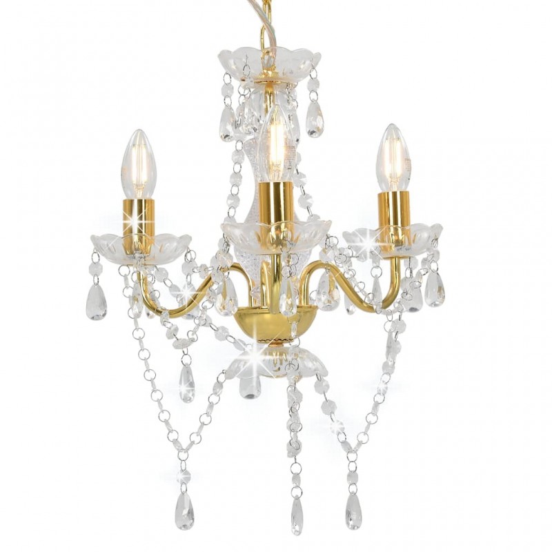 Acquista Lampadario con Perline Dorato Tondo 3 E14 con riferimento GHV-281600 della ditta GARDENHOME