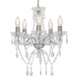 Acquista Lampadario con Perline di Cristallo Argento Tondo 5 E14 con riferimento GHV-281601 della ditta GARDENHOME