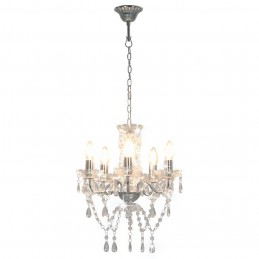 Acquista Lampadario con Perline di Cristallo Argento Tondo 5 E14 con riferimento GHV-281601 della ditta GARDENHOME