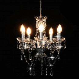 Acquista Lampadario con Perline di Cristallo Argento Tondo 5 E14 con riferimento GHV-281601 della ditta GARDENHOME