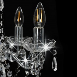 Acquista Lampadario con Perline di Cristallo Argento Tondo 5 E14 con riferimento GHV-281601 della ditta GARDENHOME