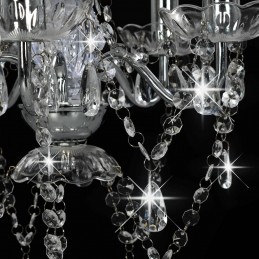 Acquista Lampadario con Perline di Cristallo Argento Tondo 5 E14 con riferimento GHV-281601 della ditta GARDENHOME