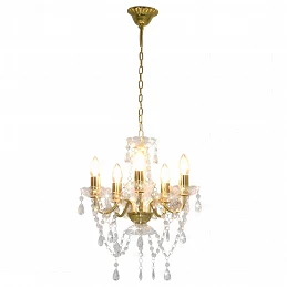 Acquista Lampadario con Perline di Cristallo Dorato Tondo 5 E14 con riferimento GHV-281602 della ditta GARDENHOME