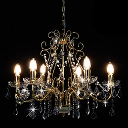 Acquista Lampadario con Perline di Cristallo Dorato Tondo 6 E14 con riferimento GHV-281603 della ditta GARDENHOME