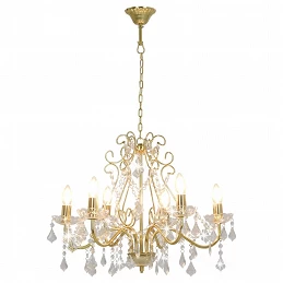 Acquista Lampadario con Perline di Cristallo Dorato Tondo 6 E14 con riferimento GHV-281603 della ditta GARDENHOME