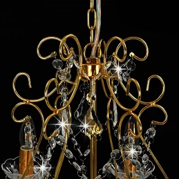 Acquista Lampadario con Perline di Cristallo Dorato Tondo 6 E14 con riferimento GHV-281603 della ditta GARDENHOME